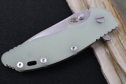 Rick Hinderer Knives XM-18 - Tri Way Pivot- 3.5" Recurve Blade / Stonewash Finish / Jade G-10 Handle