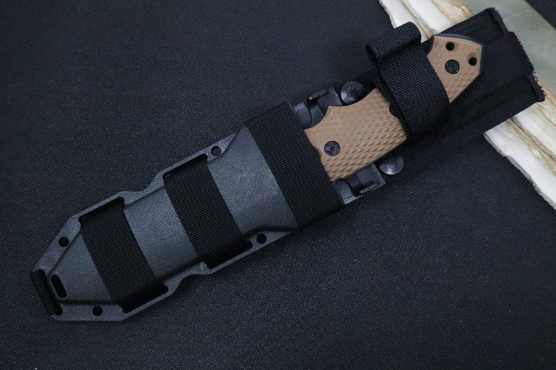 Hogue Knives EX F01 - Solid FDE G-10 Handle Scales / A2 Tool Steel Blade / Black 5.5" Tanto Blade 35127