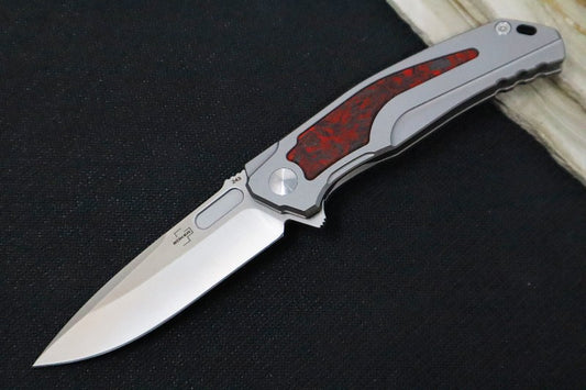 Boker Plus Aphex Mini - Drop Point Blade / VG-10 Steel / Black & Red Marbled Carbon Fiber & Titanium Handle 01BO197