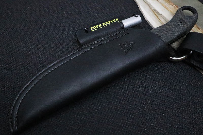 Tops Hunters of Gunsman (HOG 4.5) - 1095 Steel / Black Micarta Handle / Leather Sheath HOG-4.5 - Northwest Knives