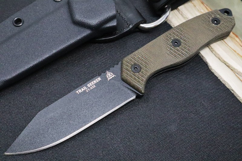 Tops Trail Seeker - 1095 Steel / Green Canvas Micarta Handle / Kydex Sheath TLSR-01 - Northwest Knives