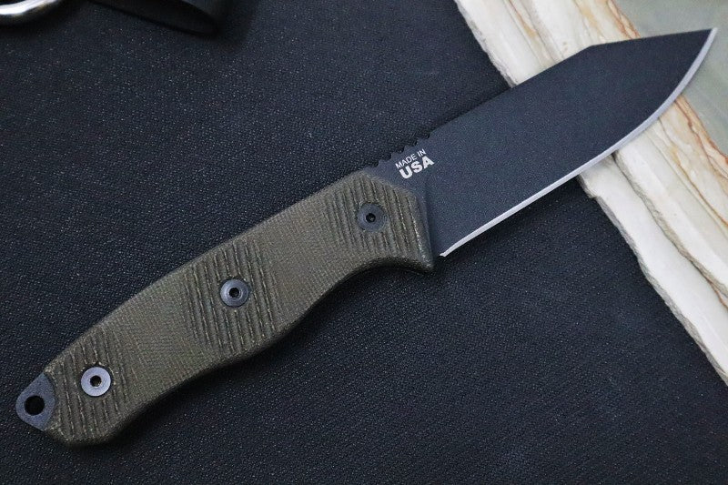 Tops Trail Seeker - 1095 Steel / Green Canvas Micarta Handle / Kydex Sheath TLSR-01