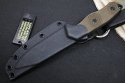 Tops Trail Seeker - 1095 Steel / Green Canvas Micarta Handle / Kydex Sheath TLSR-01 - Northwest Knives