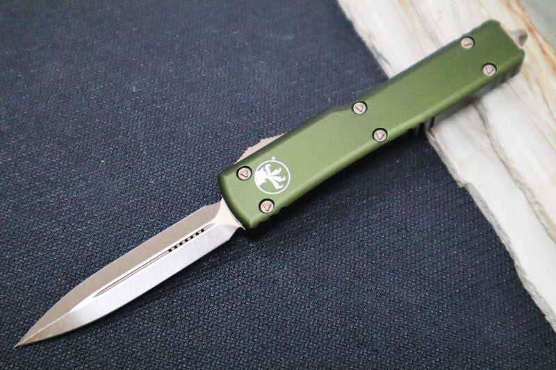 Microtech UTX-70 OTF - OD Green Handle / Dagger Style / Bronzed Apocalyptic Finish 147-13APOD