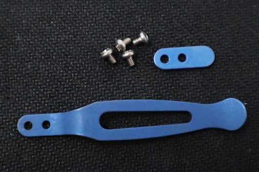 Hinderer Pocket Clip & Filler Tab - Titanium / Battle Blue