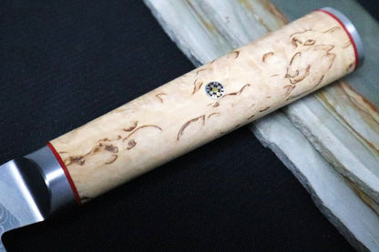 Miyabi Birchwood - 7" Rocking Santoku Knife - 100 Layered Flower Damascus - Made in Seki City, Japan