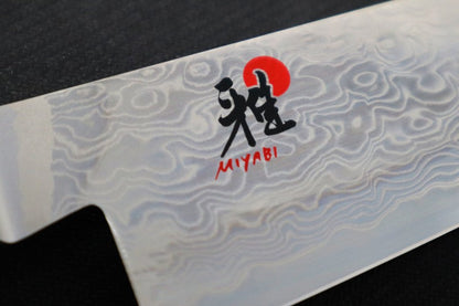 Miyabi Birchwood - 6.5" Nakiri - 100 Layered Flower Damascus - Made in Seki City, Japan