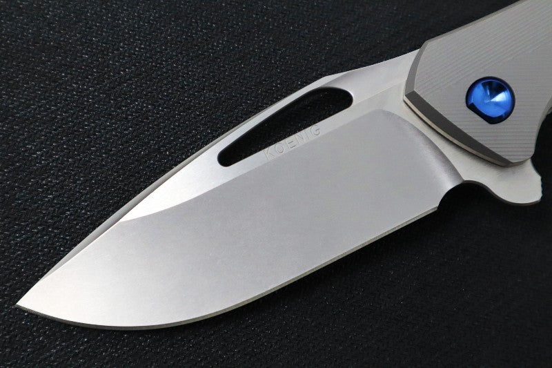 Koenig Arius - Standard with Patterned Handle - Stonewash Blade with Polished Flats (Gen 4) - Northwest Knives