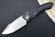 Heretic Knives Pariah Dual Action Auto - Stonewash Blade / Elmax Steel / Black Aluminum Handle & Grip Tape Inlays H048-2A - Northwest Knives