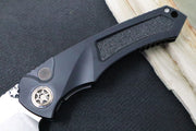 Heretic Knives Pariah Dual Action Auto - Stonewash Blade / Elmax Steel / Black Aluminum Handle & Grip Tape Inlays H048-2A - Northwest Knives