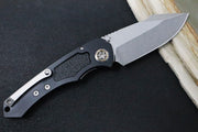 Heretic Knives Pariah Dual Action Auto - Stonewash Blade / Elmax Steel / Black Aluminum Handle & Grip Tape Inlays H048-2A - Northwest Knives