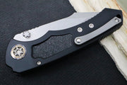 Heretic Knives Pariah Dual Action Auto - Stonewash Blade / Elmax Steel / Black Aluminum Handle & Grip Tape Inlays H048-2A - Northwest Knives