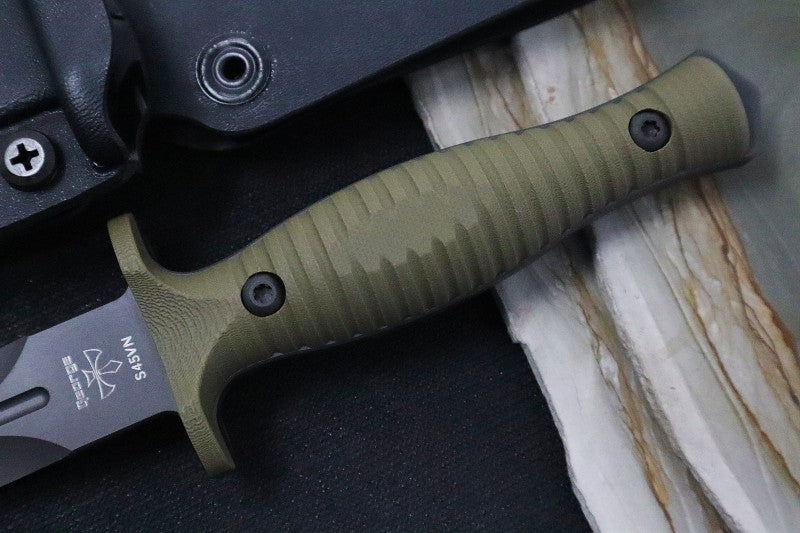 Spartan Blades V-14 Fixed Blade - Black Blade / Green Handle Scales / Black Kydex Sheath SB27BKGRKYBK - Northwest Knives