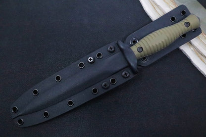 Spartan Blades V-14 Fixed Blade - Black Blade / Green Handle Scales / Black Kydex Sheath SB27BKGRKYBK