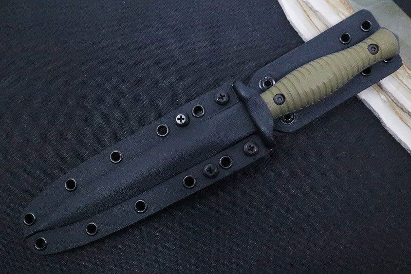 Spartan Blades V-14 Fixed Blade - Black Blade / Green Handle Scales / Black Kydex Sheath SB27BKGRKYBK - Northwest Knives