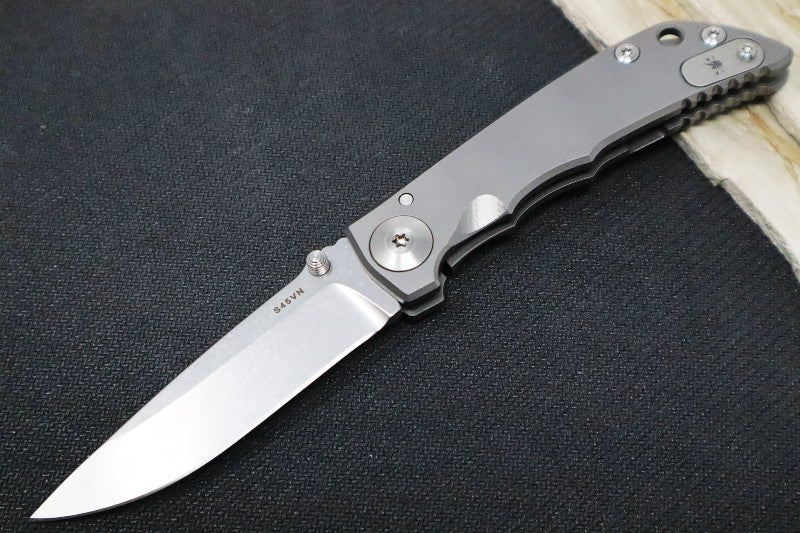 Spartan Blades HARSEY Titanium Folder 3.25 - Drop Point Blade / CPM-S45VN / Stonewashed Titanium Handle SF10SW