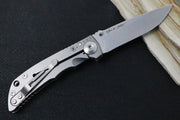 Spartan Blades HARSEY Titanium Folder 3.25 - Drop Point Blade / CPM-S45VN / Stonewashed Titanium Handle SF10SW - Northwest Knives