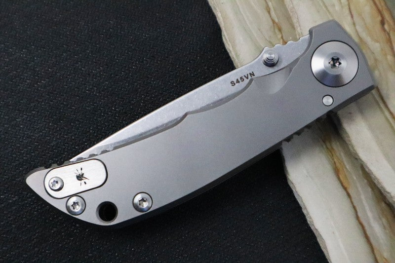 Spartan Blades HARSEY Titanium Folder 3.25 - Drop Point Blade / CPM-S45VN / Stonewashed Titanium Handle SF10SW - Northwest Knives