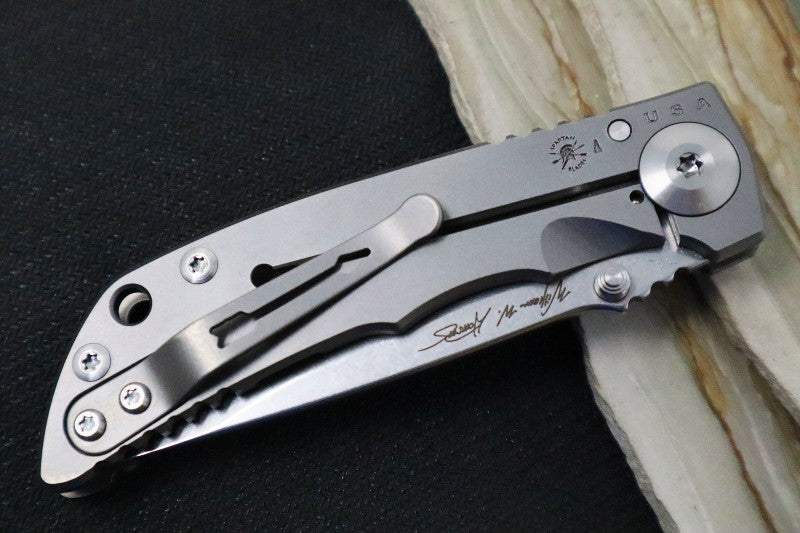 Spartan Blades HARSEY Titanium Folder 3.25 - Drop Point Blade / CPM-S45VN / Stonewashed Titanium Handle SF10SW - Northwest Knives
