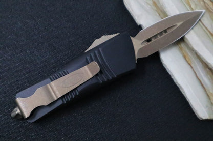 Microtech Mini Troodon OTF - Dagger Blade / Bronzed Apocalyptic Finish / Black Handle 238-13AP