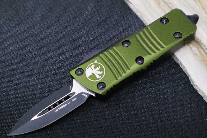 Microtech Mini Troodon OTF - Dagger Blade / Black Finish / OD Green Handle 238-1OD