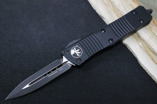 Microtech Troodon OTF Tactical - Double Edge / Black Blade / Black Anodized Aluminum Handle 138-1T