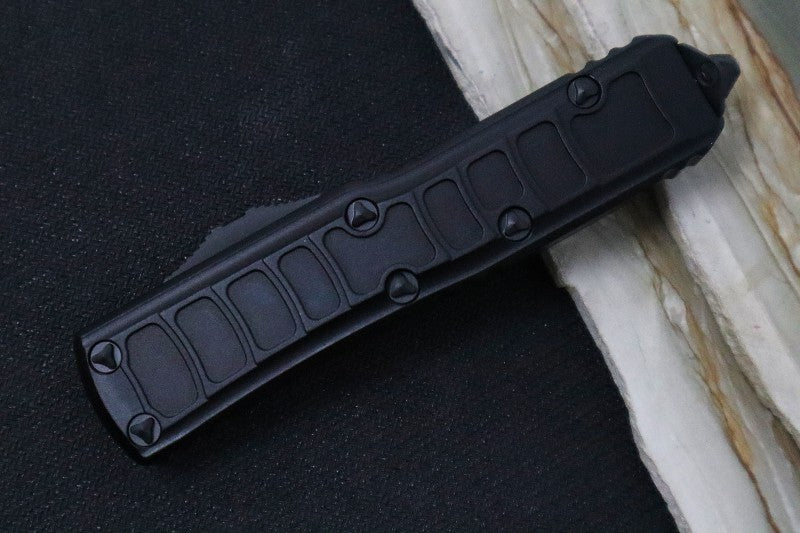 Microtech UTX-85 OTF Signature Series II Tactical- Double Edge Dagger / Black Finish / Black Hardware & Clip / Textured Black Body  - 232II-1TS