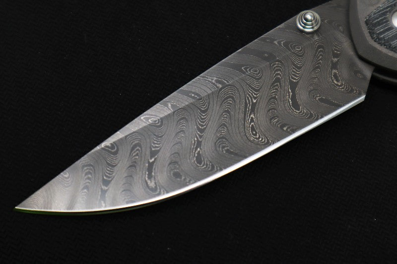 Chris Reeve Knives Large Sebenza 31 - Drop Point Blade / Boomerang Damascus / Black Canvas Micarta L31-1202
