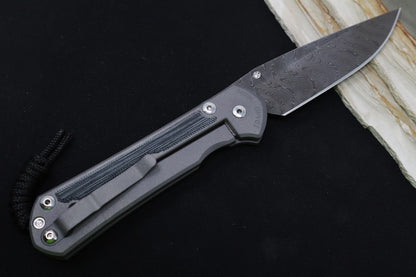Chris Reeve Knives Large Sebenza 31 - Drop Point Blade / Boomerang Damascus / Black Canvas Micarta L31-1202
