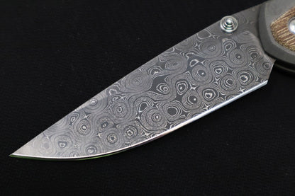 Chris Reeve Knives Large Sebenza 31 - Drop Point Blade / Raindrop Damascus / Natural Canvas Micarta L31-1218