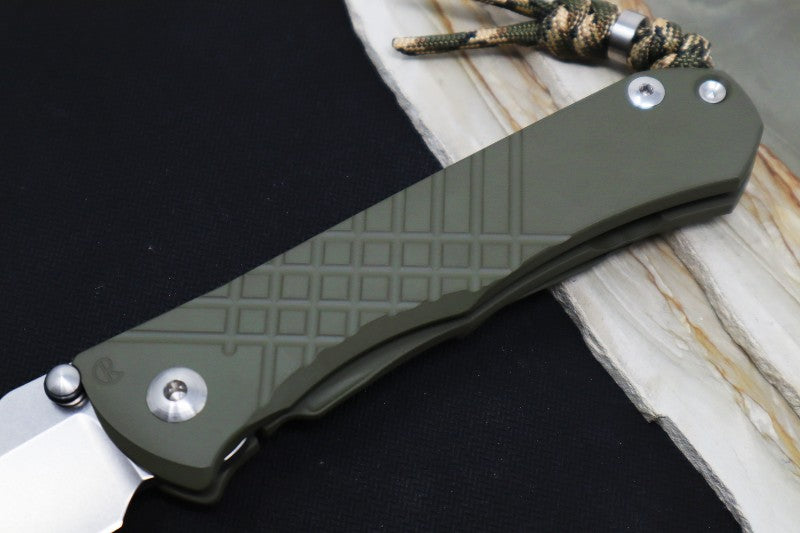 Chris Reeve Umnumzaan Exclusive - Drop Point Blade / CPM-Magnacut / OD Green Cerakote Handle / Camo Lanyard with Bead UMN-1017