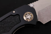 Heretic Knives Pariah Auto - Battleworn Finished Blade / Elmax Steel / Black Aluminum Handle & Grip Tape Inlays H048-5A - Northwest Knives