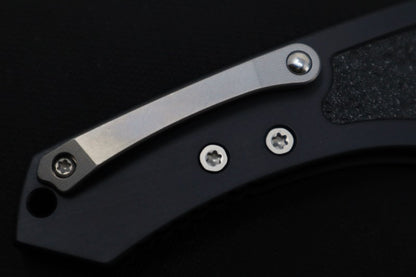 Heretic Knives Pariah Auto - Battleworn Finished Blade / Elmax Steel / Black Aluminum Handle & Grip Tape Inlays H048-5A