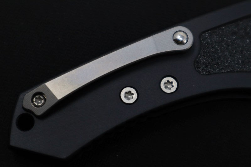 Heretic Knives Pariah Auto - Battleworn Finished Blade / Elmax Steel / Black Aluminum Handle & Grip Tape Inlays H048-5A