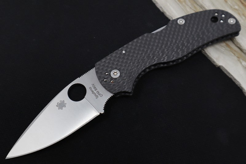 Spyderco Native 5 - Black Carbon Fiber Handle / CPM-S90V / Satin Fluted Blade C41CFFP5 - Northwest Knives