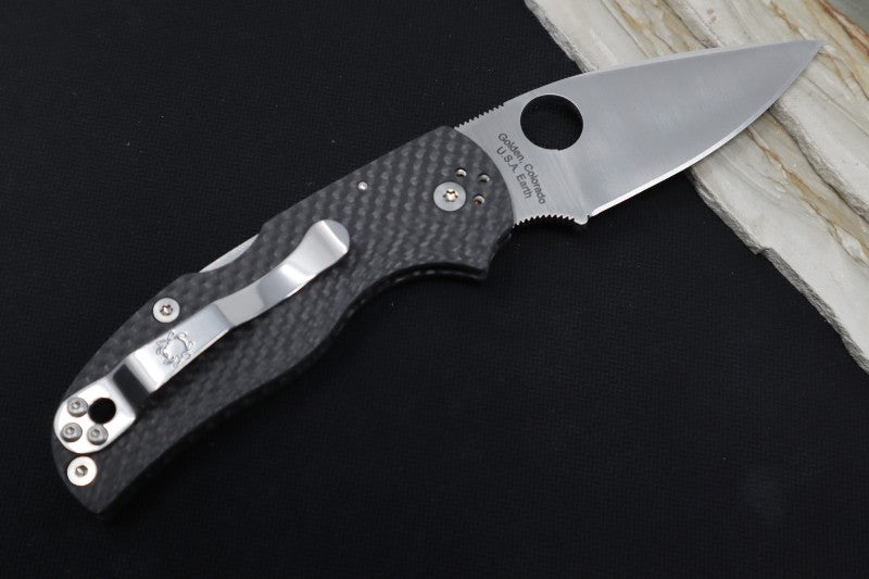 Spyderco Native 5 - Black Carbon Fiber Handle / CPM-S90V / Satin Fluted Blade C41CFFP5 - Northwest Knives