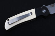 Pro Tech Terzuloa ATCF Auto - Black Aluminum & Ivory Micarta Handle / 3D Titanium Clip / Stonewash Drop Point Blade / CPM-Magnacut Steel BT2751 - Northwest Knives