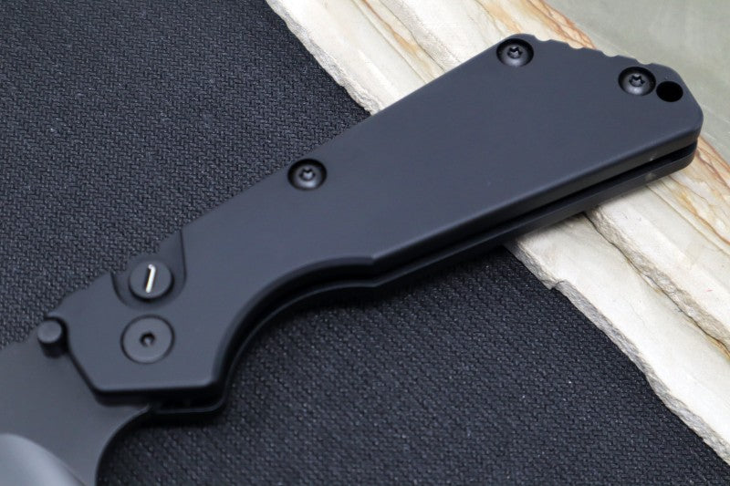 Pro Tech Strider SnG Operator - Black Aluminum Handle / Black Blade / Tritium Push Button 2403-OP - Northwest Knives