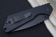 Pro Tech Strider SnG Operator - Black Aluminum Handle / Black Blade / Tritium Push Button 2403-OP - Northwest Knives