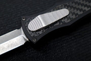 Hawk Knife Designs Deadlock Model C OTF - Black 7075 Anodized Aluminum Handle & Black Carbon Fiber Insert / CPM-20CV / Dagger Blade / Tumbled Titanium Accents - Northwest Knives