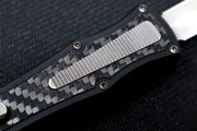 Hawk Knife Designs Deadlock Model C OTF - Black 7075 Anodized Aluminum Handle & Black Carbon Fiber Insert / CPM-20CV / Dagger Blade / Tumbled Titanium Accents - Northwest Knives