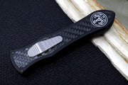Hawk Knife Designs Deadlock Model C OTF - Black 7075 Anodized Aluminum Handle & Black Carbon Fiber Insert / CPM-20CV / Dagger Blade / Tumbled Titanium Accents - Northwest Knives