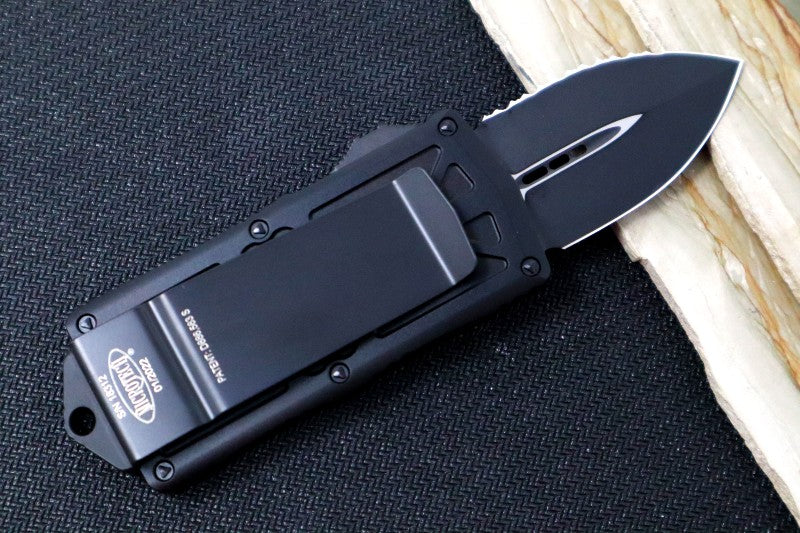 Microtech Exocet OTF - Black with Full Serrated Blade / Black Handle - 157-3T