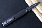Microtech Dirac Delta Tactical OTF - Black Finish / Partial Serrated Dagger Blade / Black Aluminum Handle 227-2T - Northwest Knives