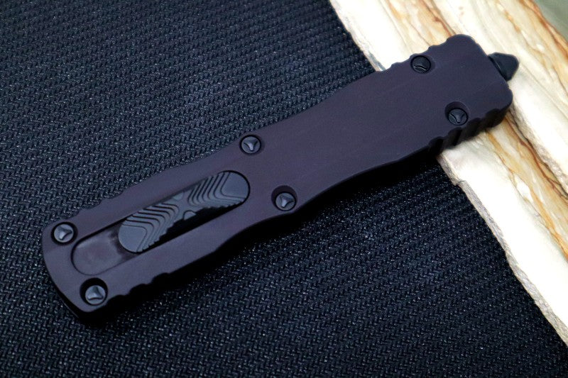 Microtech Dirac Delta Tactical OTF - Black Finish / Partial Serrated Dagger Blade / Black Aluminum Handle 227-2T