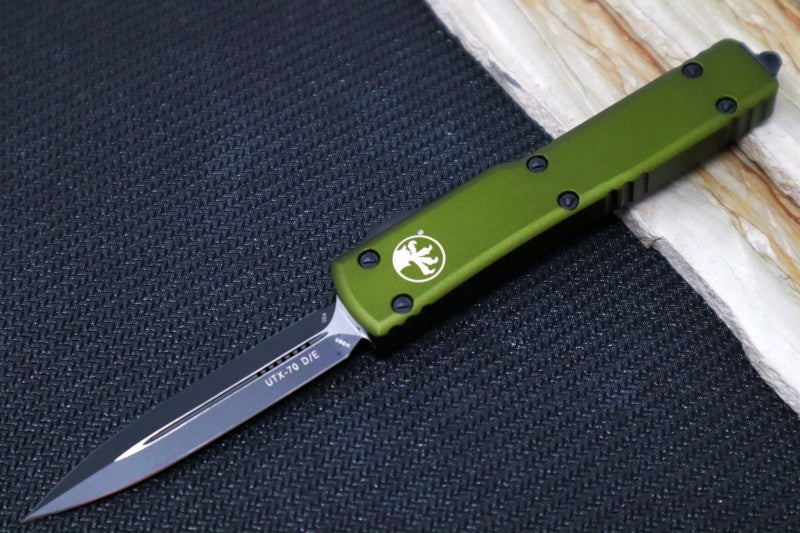 Microtech UTX-70 OTF - OD Green Anodized Aluminum Handle / Black Dagger Blade 147-1OD