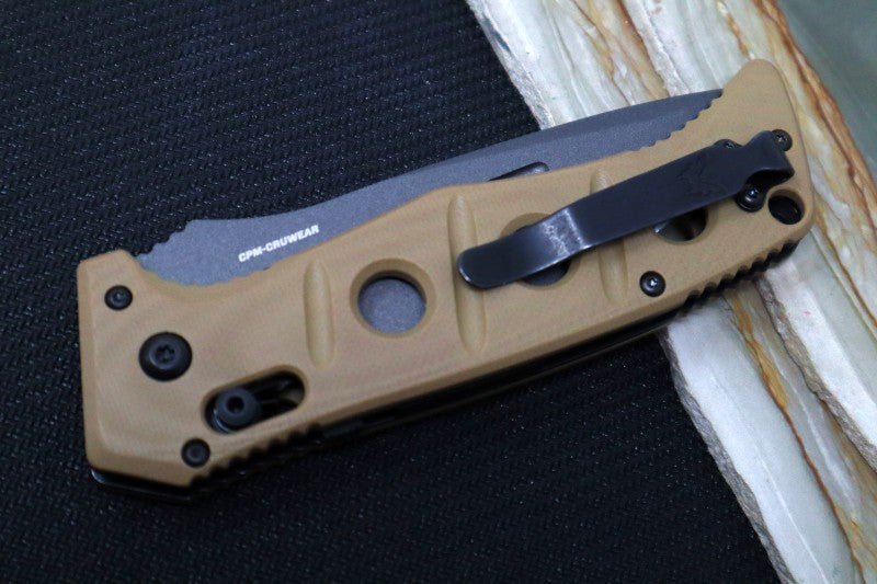 Benchmade 2750GY-3 Adamas Knife Auto - Grey CPM-CruWear Drop Point Blade / Desert Tan G-10 Handle