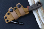 Tops Patriot - 1095 Steel / Orange & OD Green Canvas Micarta Handle / Coyote Tan Kydex Sheath VTAC-03 - Northwest Knives