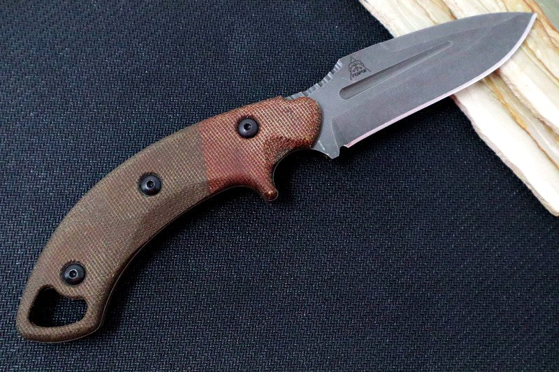 Tops Crusader - 1095 Steel / Orange & OD Green Canvas Micarta Handle / Coyote Tan Kydex Sheath VTAC-02 - Northwest Knives
