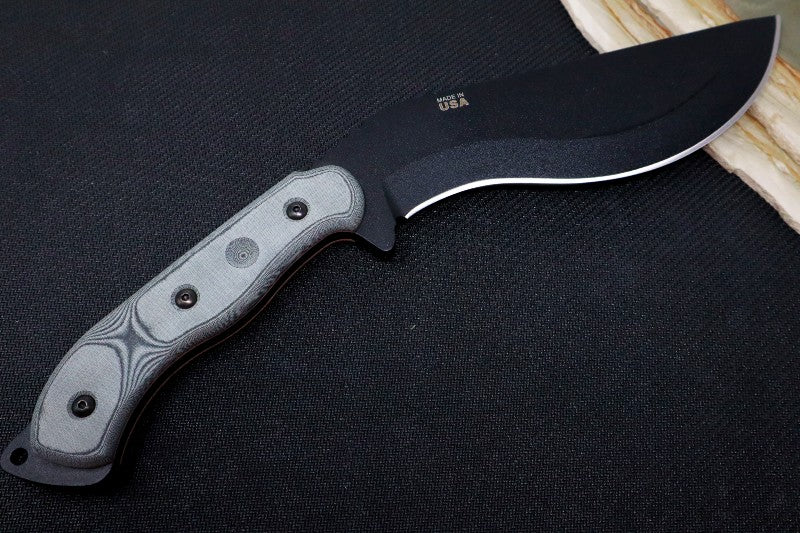 Tops Bushcrafter Khukuri 7.0 - 1095 Steel / Black Linen Micarta Handle / OD Green Kydex Sheath BRUK-01 - Northwest Knives